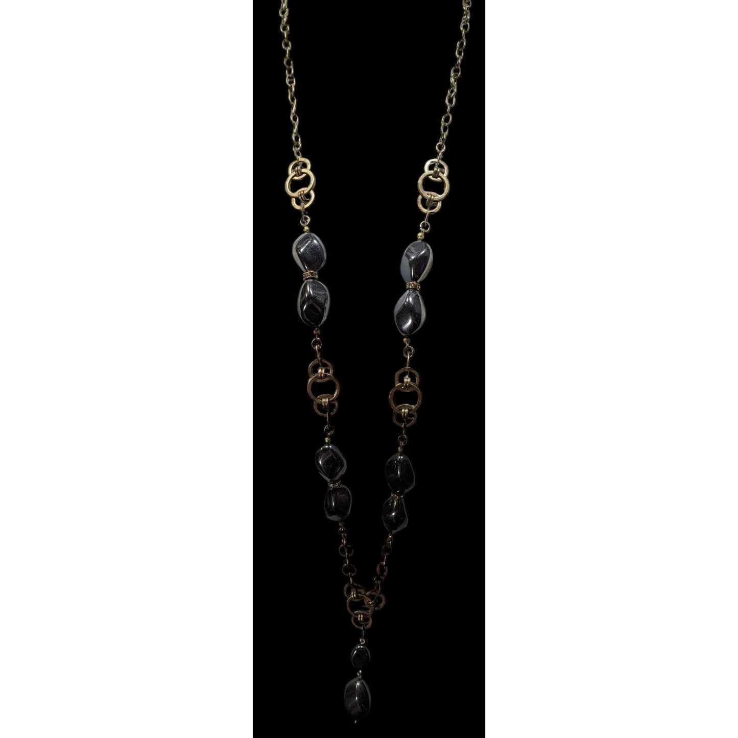 Chico's Modern Glam Faux Hematite And Rhinestone Necklace