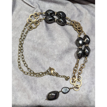 Chico's Modern Glam Faux Hematite And Rhinestone Necklace
