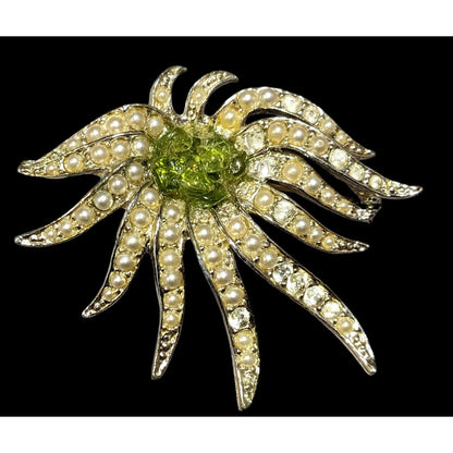 Vintage Celebrity NY Sea Anemone Seed Pearl Brooch