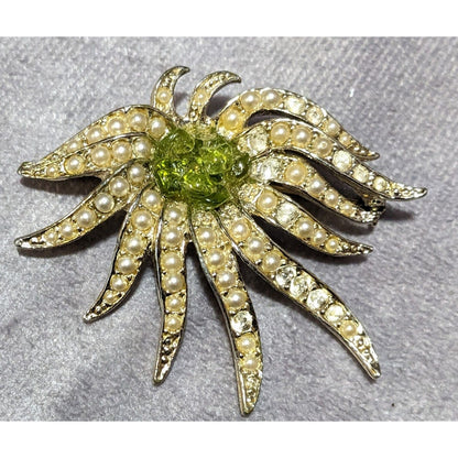 Vintage Celebrity NY Sea Anemone Seed Pearl Brooch