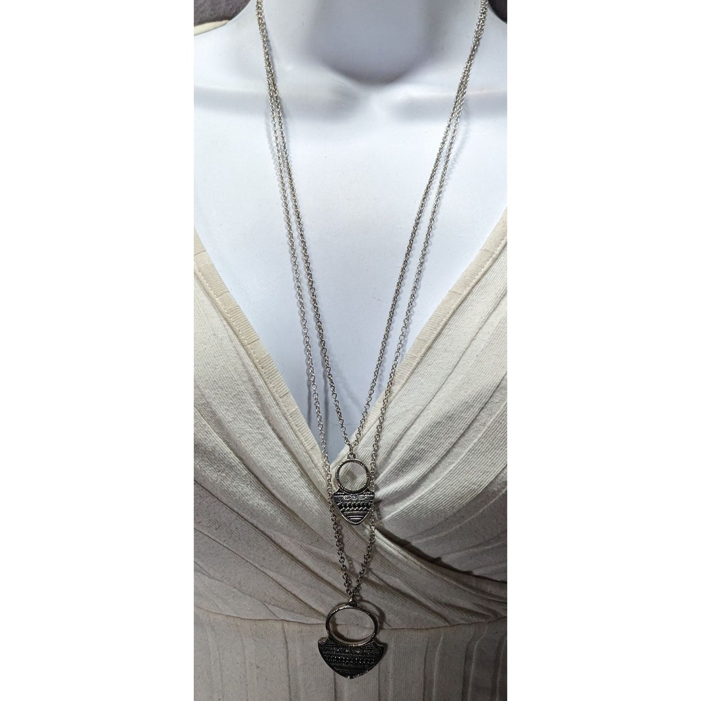 Multi Layer Tribal Shield Pendant Artisan Necklace Bohemian Statement Jewelry