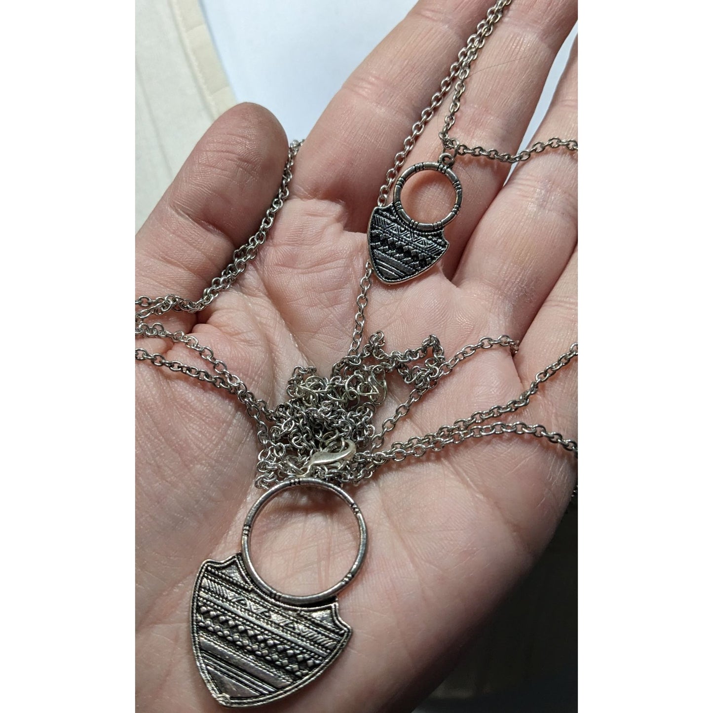 Multi Layer Tribal Shield Pendant Artisan Necklace Bohemian Statement Jewelry