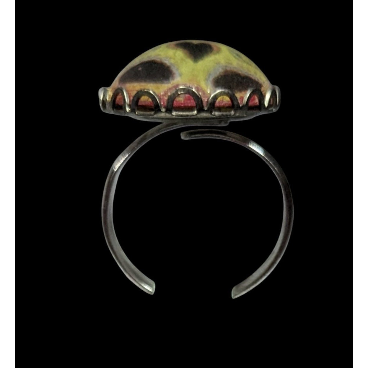 Gothic Sugar Skull Dome Cabochon Adjustable Ring Size 8