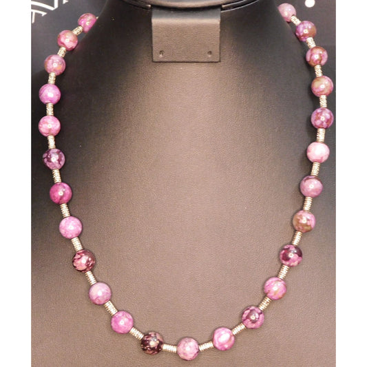 Whimsical Dyed Purple Agate Necklace With Silver Tone Accents