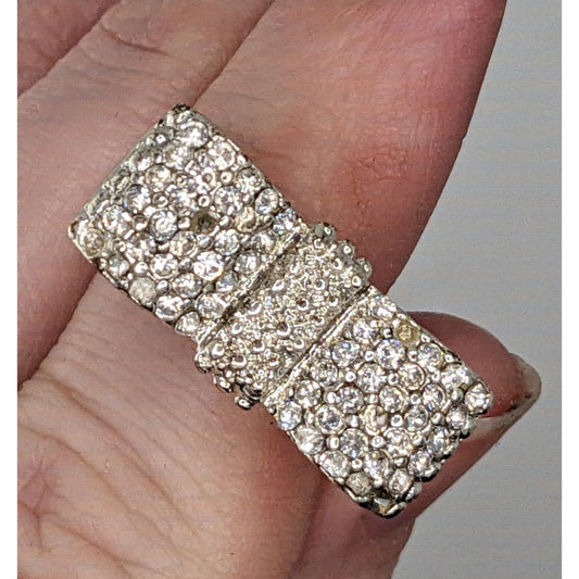 Coquette Glam Rhinestone Pave Bow Ring Size 7