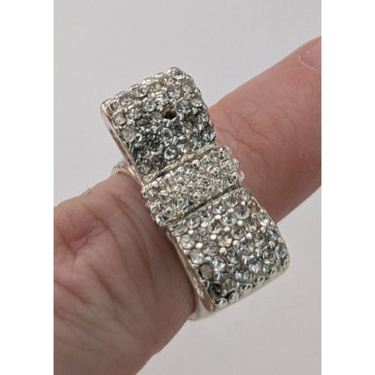 Coquette Glam Rhinestone Pave Bow Ring Size 7