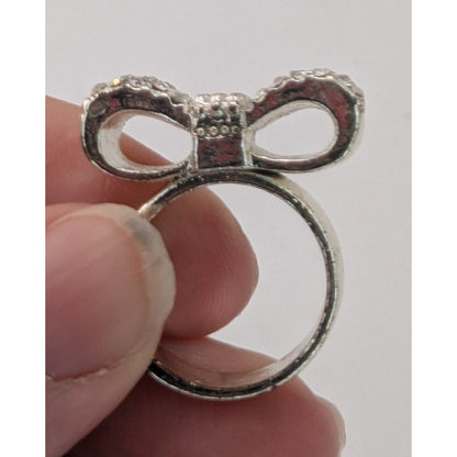 Coquette Glam Rhinestone Pave Bow Ring Size 7