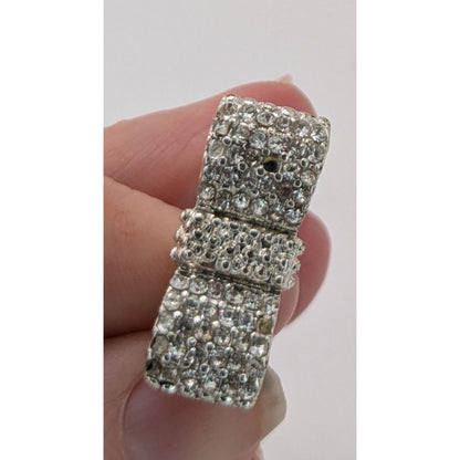Coquette Glam Rhinestone Pave Bow Ring Size 7