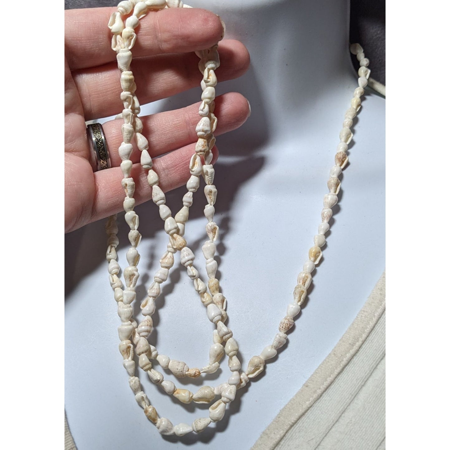 White And Cream Mini Shell Beaded Necklace