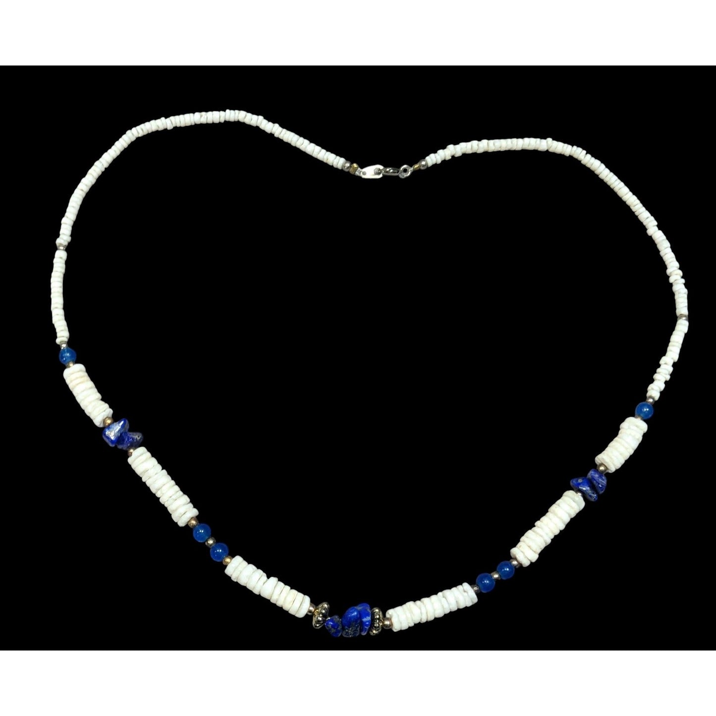 Vintage Shell And Lapis Lazuli Heishi Necklace