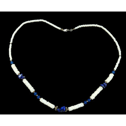 Vintage Shell And Lapis Lazuli Heishi Necklace