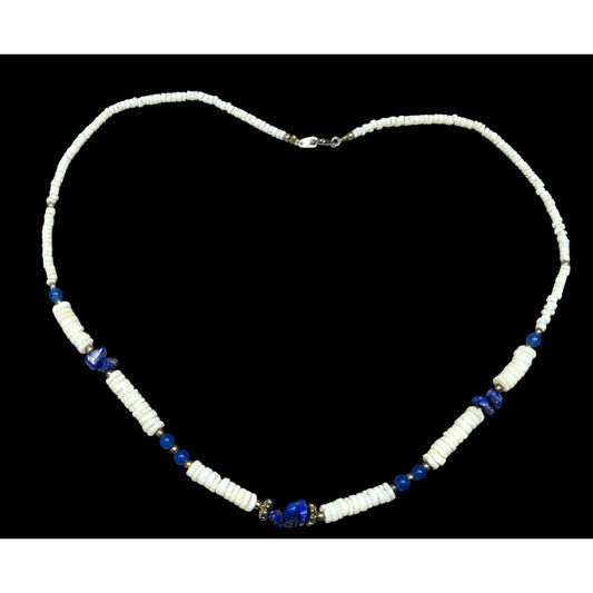 Vintage Shell And Lapis Lazuli Heishi Necklace