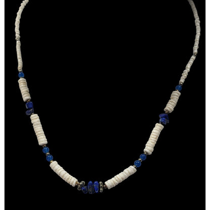 Vintage Shell And Lapis Lazuli Heishi Necklace
