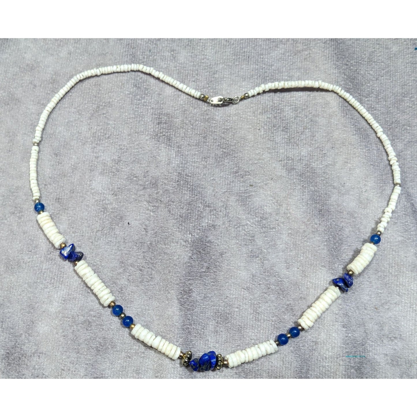 Vintage Shell And Lapis Lazuli Heishi Necklace