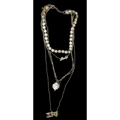 Layered Glam Rhinestone Chain And Charm Necklace
