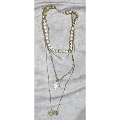Layered Glam Rhinestone Chain And Charm Necklace