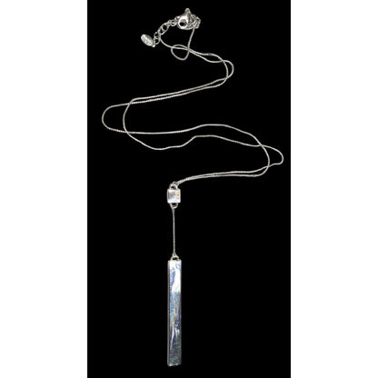 Deroi Modern Rectangular Pillar Silver Tone Necklace
