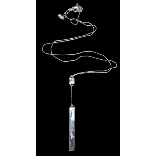 Deroi Modern Rectangular Pillar Silver Tone Necklace