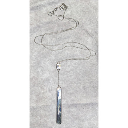 Deroi Modern Rectangular Pillar Silver Tone Necklace