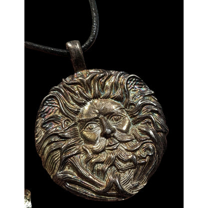 Vintage 90s Pagan Sun God Pendant Necklace Signed