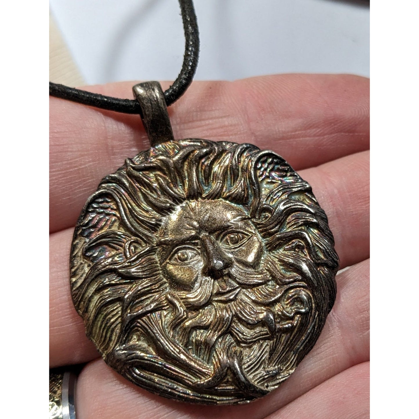 Vintage 90s Pagan Sun God Pendant Necklace Signed