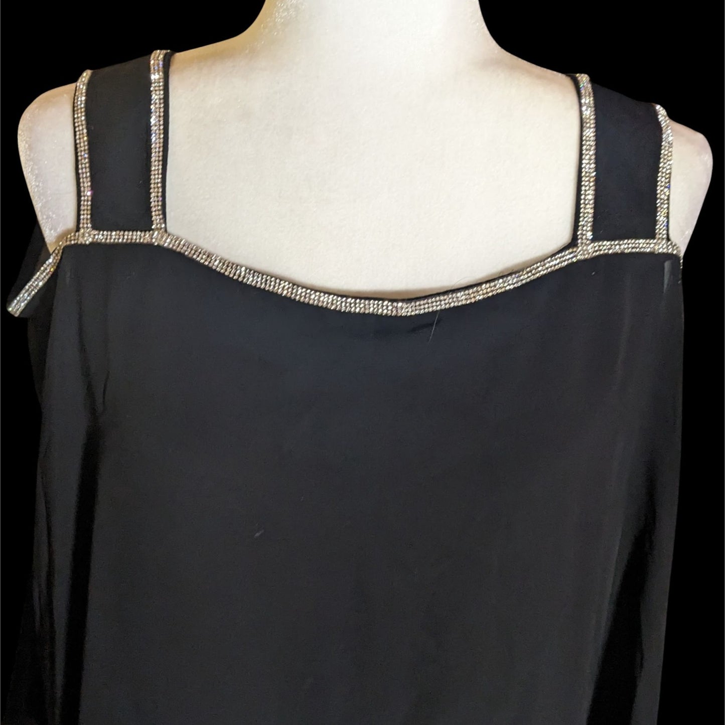 Vintage Glam Goth Glamour Nights Layered Chiffon Cocktail Dress With Rhinestone Accents