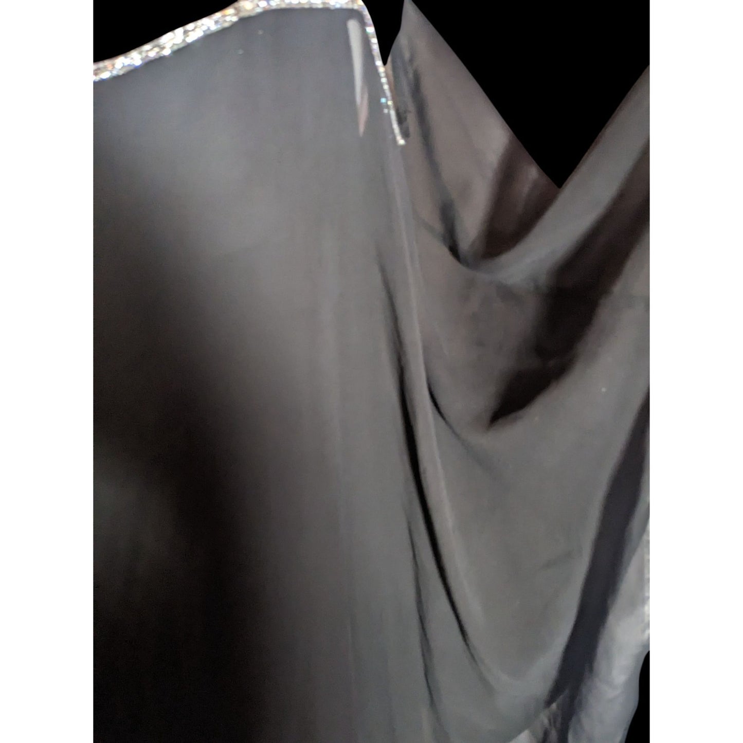 Vintage Glam Goth Glamour Nights Layered Chiffon Cocktail Dress With Rhinestone Accents