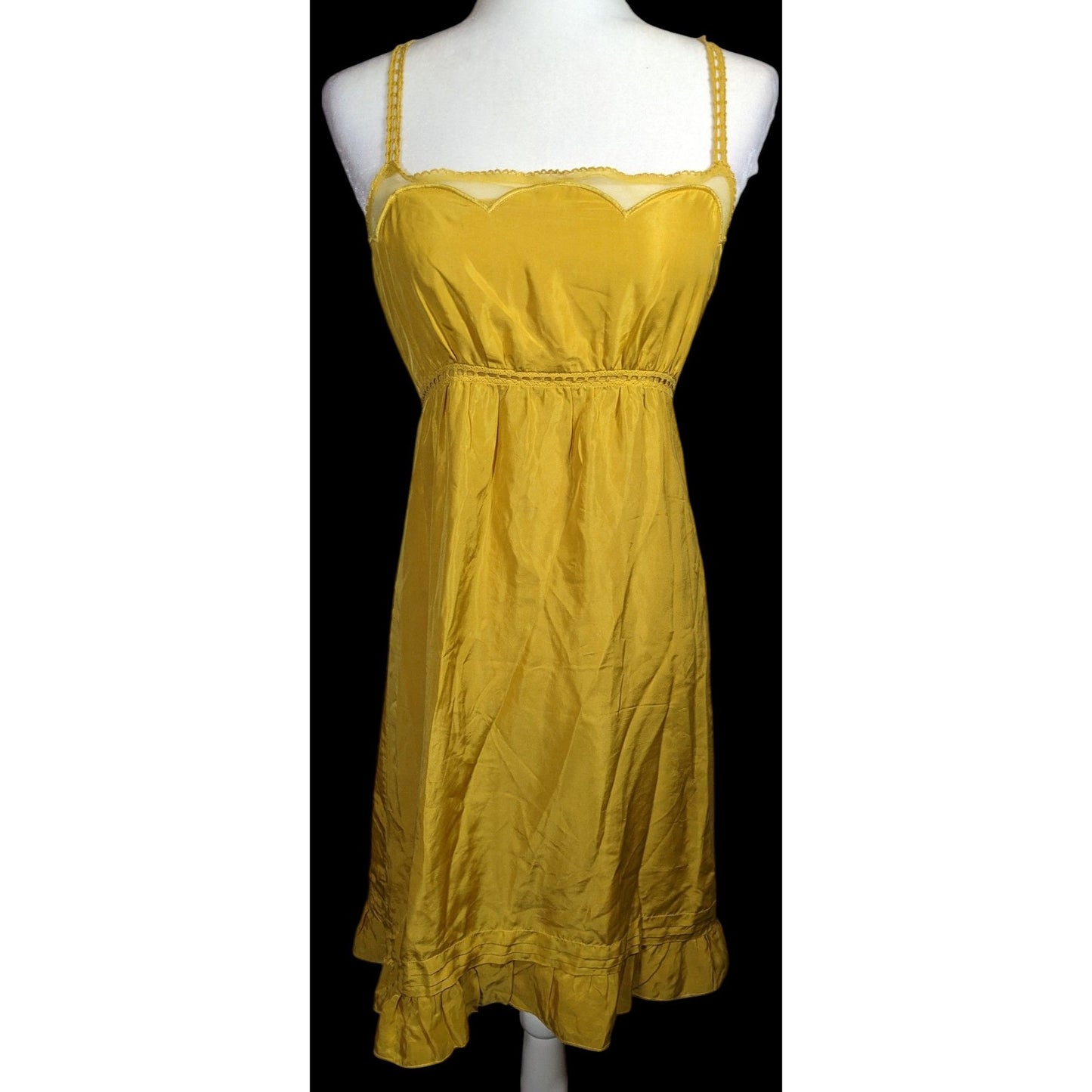 Viola Anthropologie Yellow Silk Vintage Style Dress