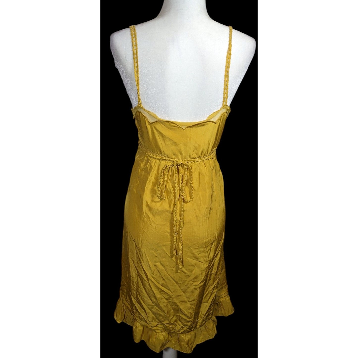Viola Anthropologie Yellow Silk Vintage Style Dress