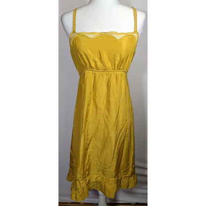 Viola Anthropologie Yellow Silk Vintage Style Dress