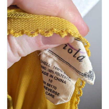 Viola Anthropologie Yellow Silk Vintage Style Dress