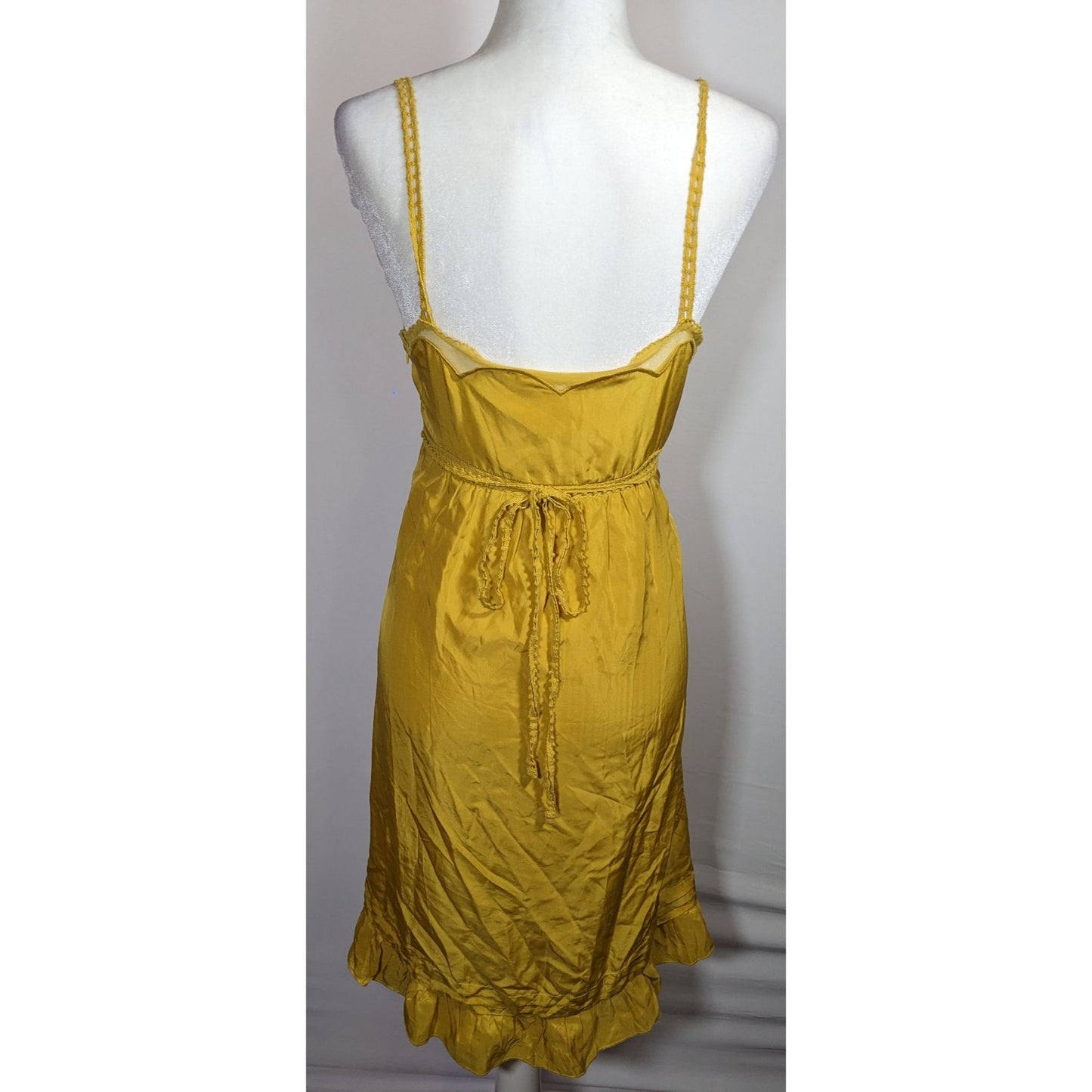 Viola Anthropologie Yellow Silk Vintage Style Dress