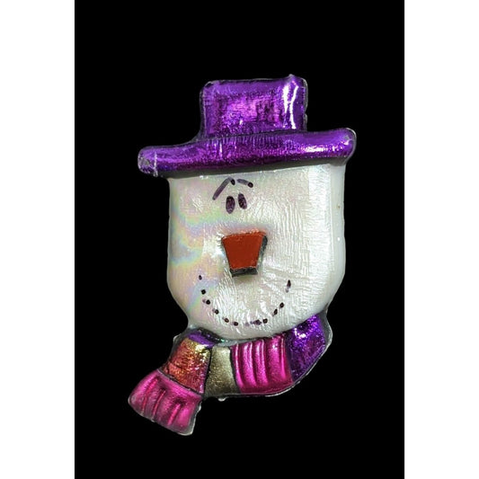Vintage Handmade Metallic Snowman Face Brooch
