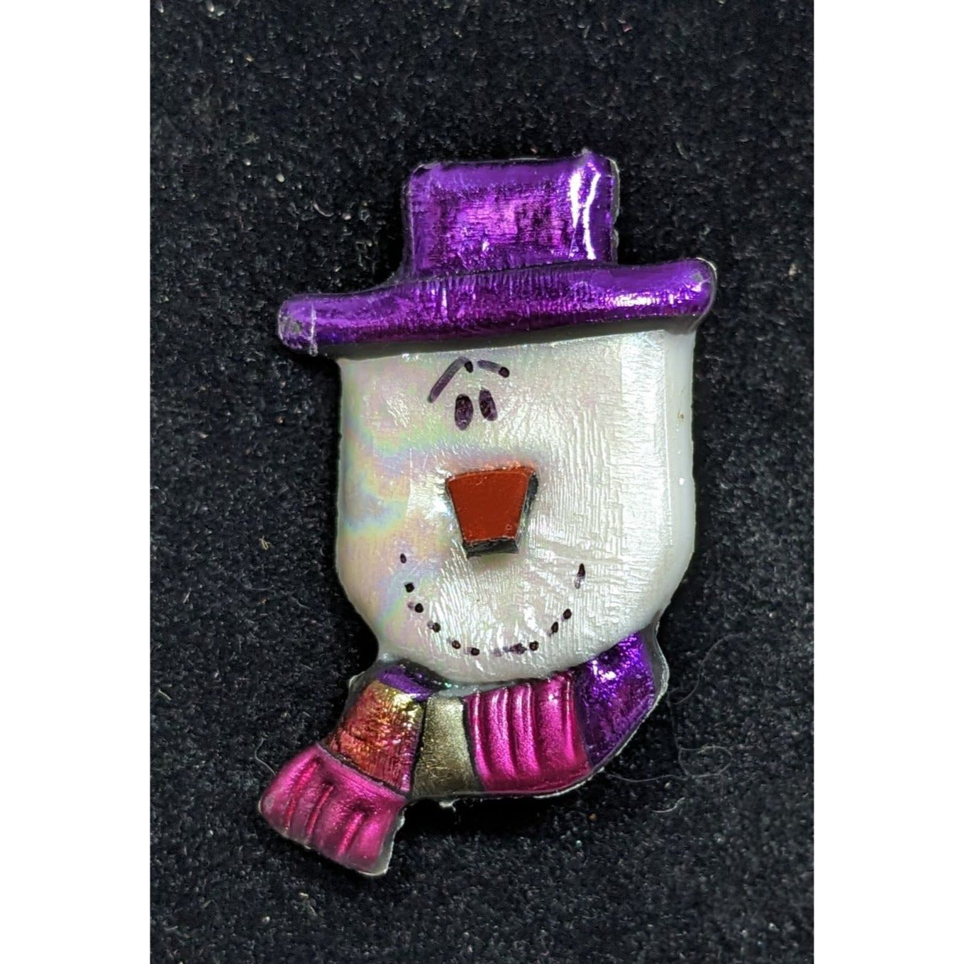 Vintage Handmade Metallic Snowman Face Brooch