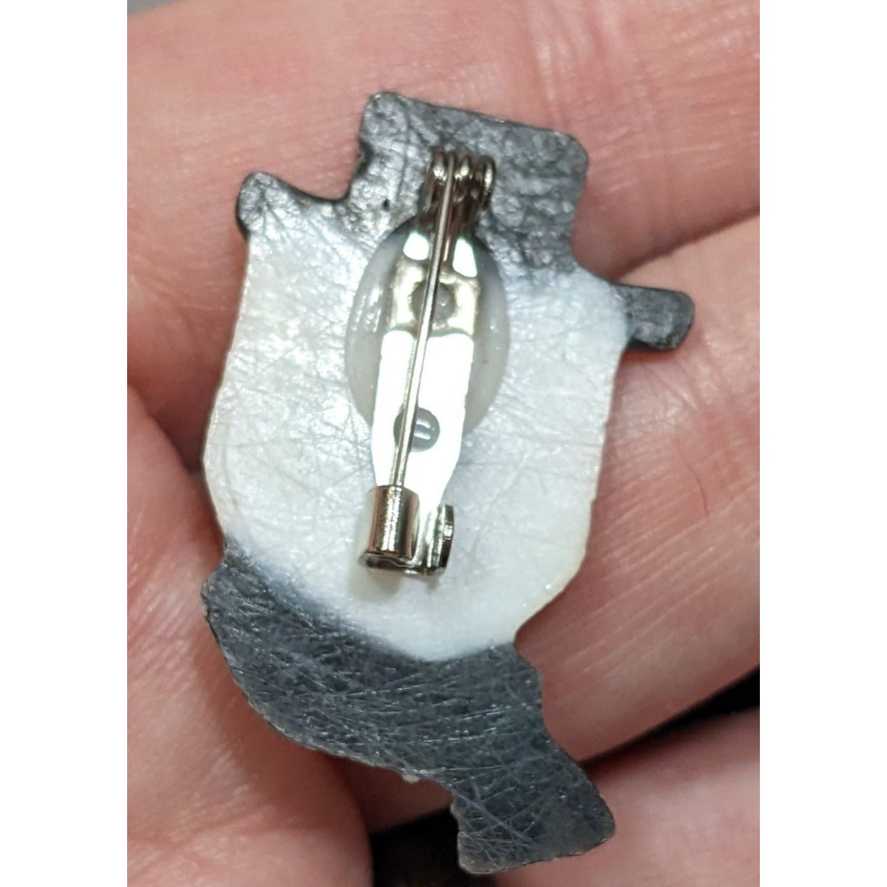 Vintage Handmade Metallic Snowman Face Brooch