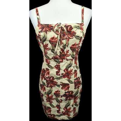 GBE Los Angeles 90s Style Cream And Pink Floral Dress Size Medium