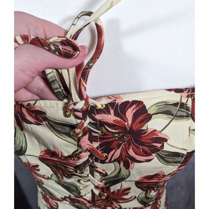 GBE Los Angeles 90s Style Cream And Pink Floral Dress Size Medium