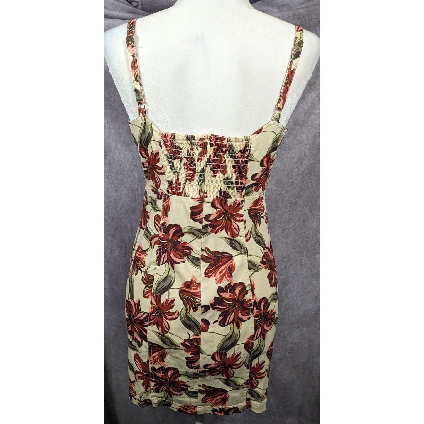 GBE Los Angeles 90s Style Cream And Pink Floral Dress Size Medium