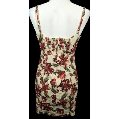 GBE Los Angeles 90s Style Cream And Pink Floral Dress Size Medium