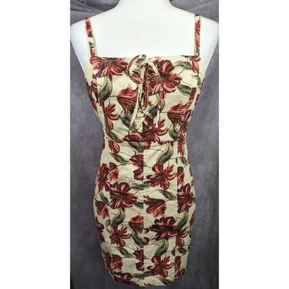 GBE Los Angeles 90s Style Cream And Pink Floral Dress Size Medium