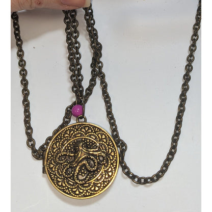 Steampunk Octopus Locket Necklace Gold Nautical Embossed Pendant