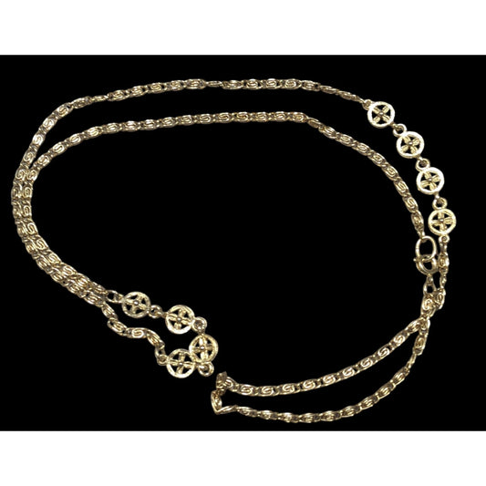 Classic Snail Chain Gold Tone With Floral Charm Accents