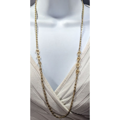 Classic Snail Chain Gold Tone With Floral Charm Accents