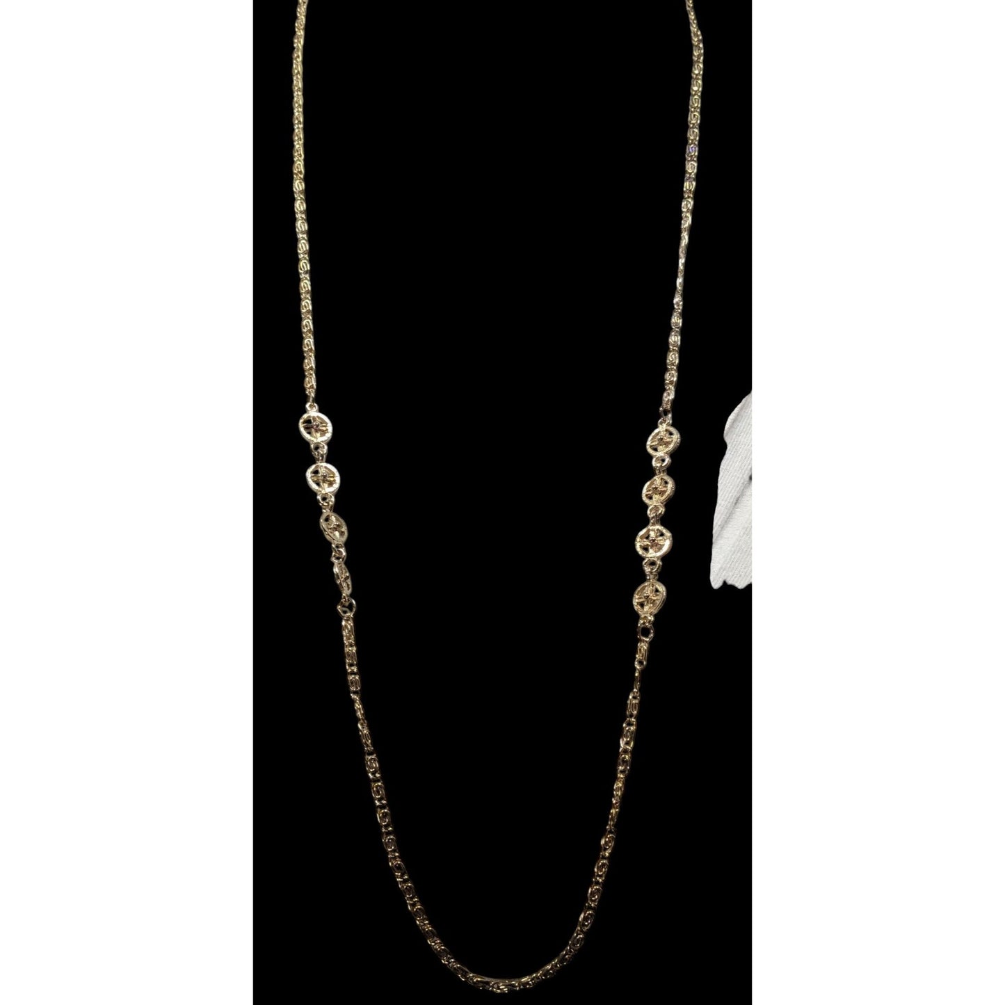 Classic Snail Chain Gold Tone With Floral Charm Accents