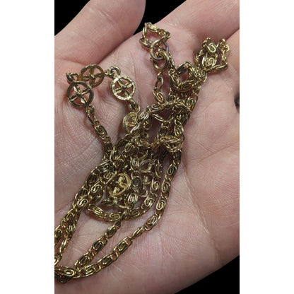 Classic Snail Chain Gold Tone With Floral Charm Accents