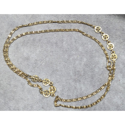 Classic Snail Chain Gold Tone With Floral Charm Accents