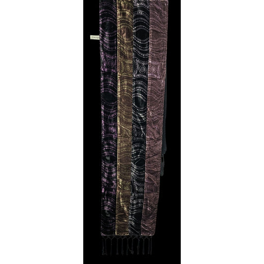 Michele Ratte Handmade Velvet Scarf With Fringe Multicolor