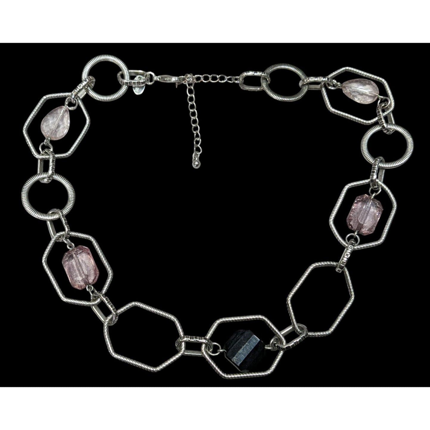 Lia Sophia Vault Black And Lavender Gemmed Chain Necklace