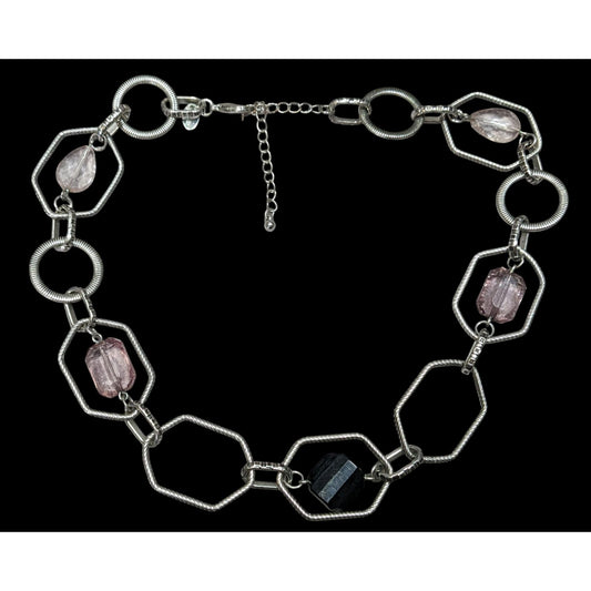 Lia Sophia Vault Black And Lavender Gemmed Chain Necklace