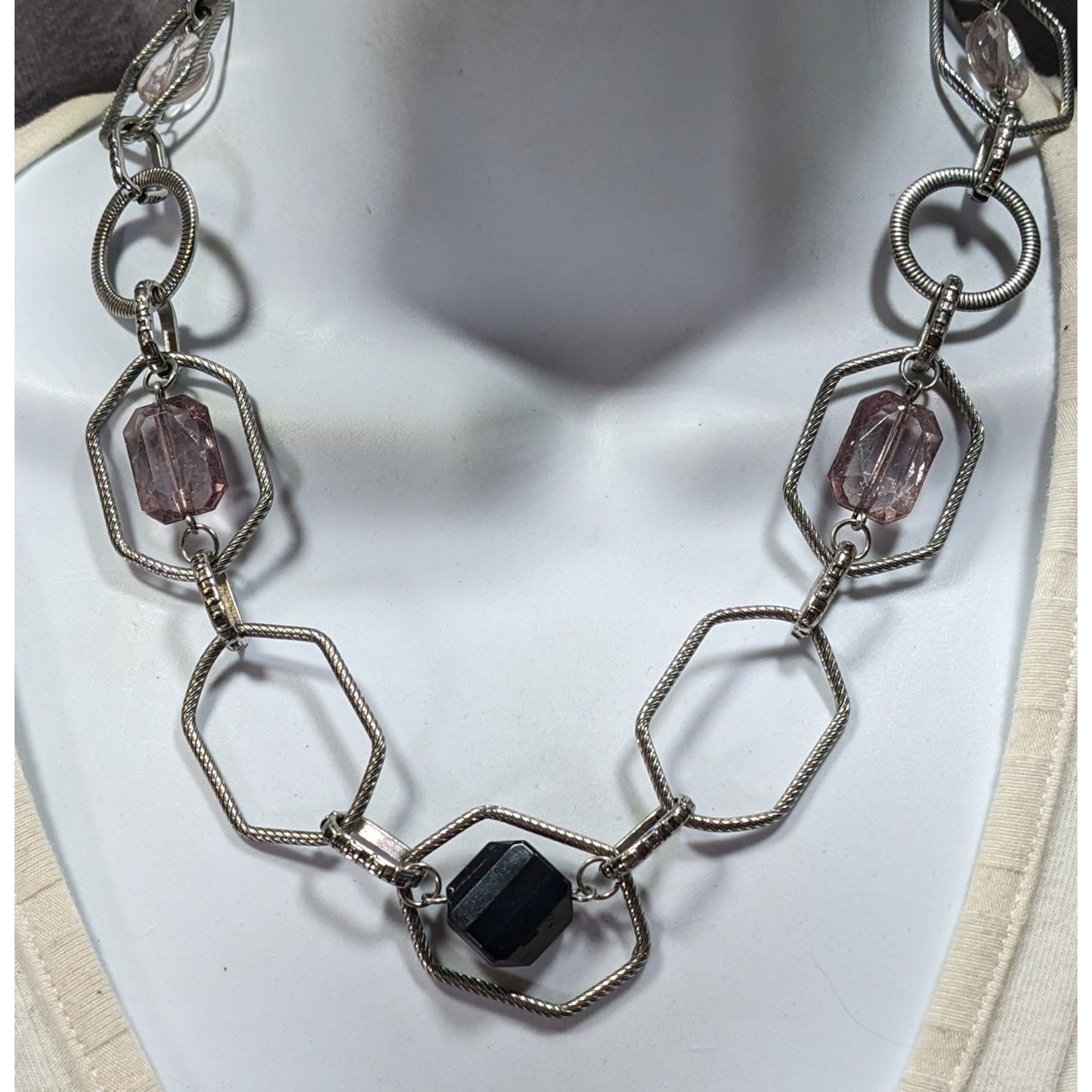 Lia Sophia Vault Black And Lavender Gemmed Chain Necklace